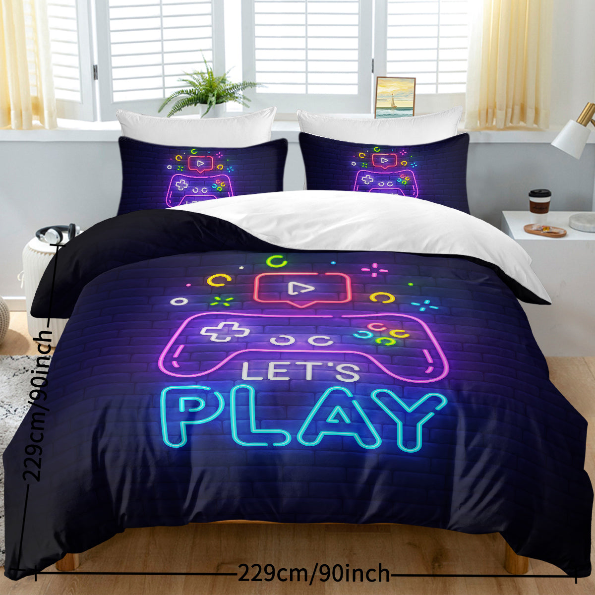 Gaming Duvet Cover Set Twin Full Queen King Size Video Game Controller Bedding Set, Boys Video Games Comforter Cover With 2 Pillow Shams, Bed Set For Boys Girls Bedroom Decor