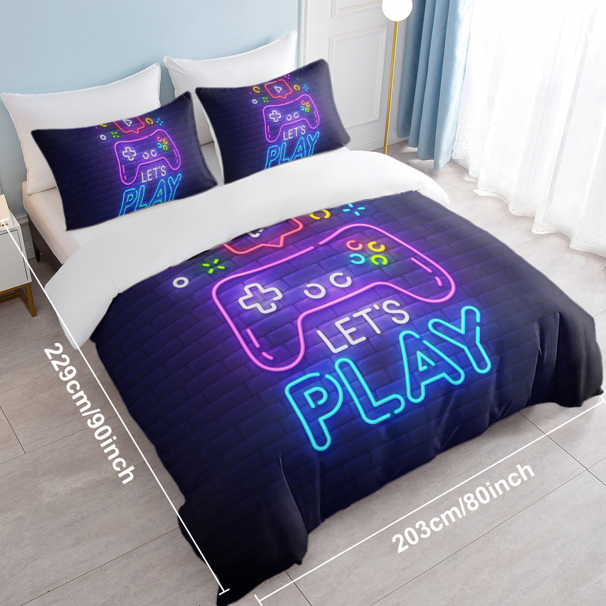 Gaming Duvet Cover Set Twin Full Queen King Size Video Game Controller Bedding Set, Boys Video Games Comforter Cover With 2 Pillow Shams, Bed Set For Boys Girls Bedroom Decor