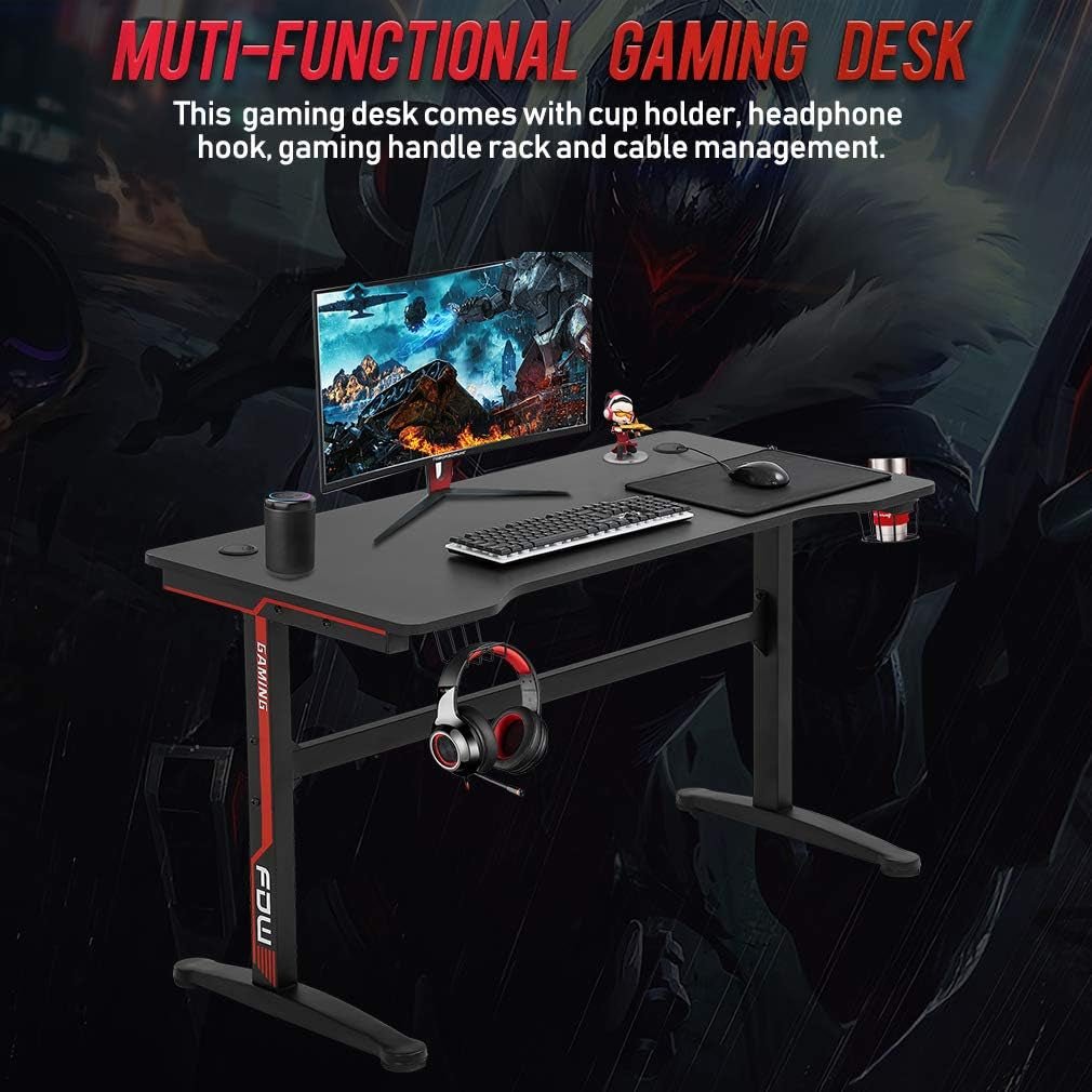 Extra Large Ergonomic Gaming Desk with Cup Holder
