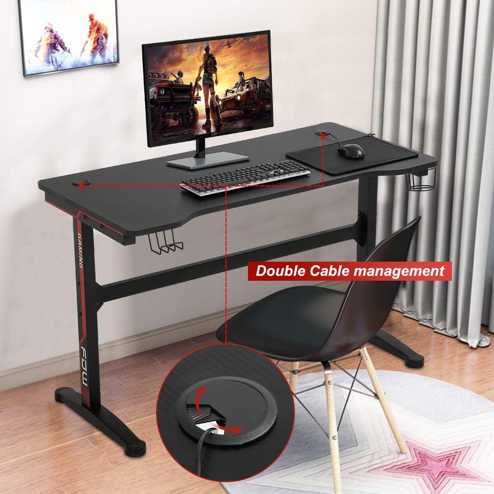 Extra Large Ergonomic Gaming Desk with Cup Holder