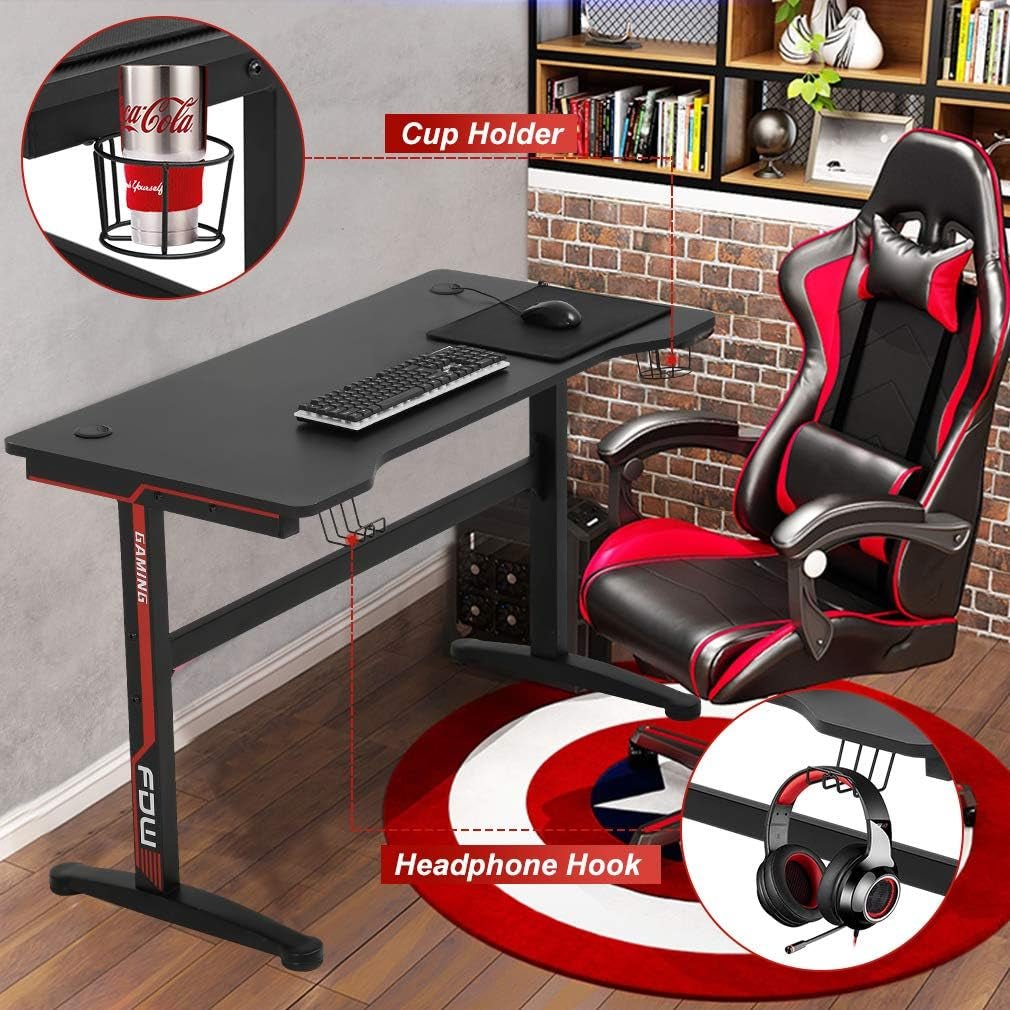 Extra Large Ergonomic Gaming Desk with Cup Holder